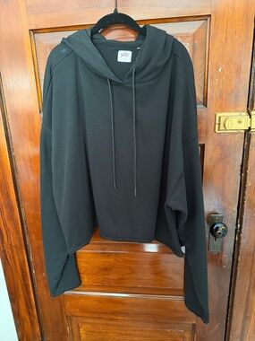 YITTY Black Terry Cropped Hoodie
